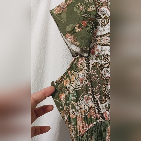 Floral Green Dress Size L - Picture 6 of 10